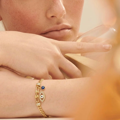 18Kt Gold Plated Evil Eye Link Bracelet