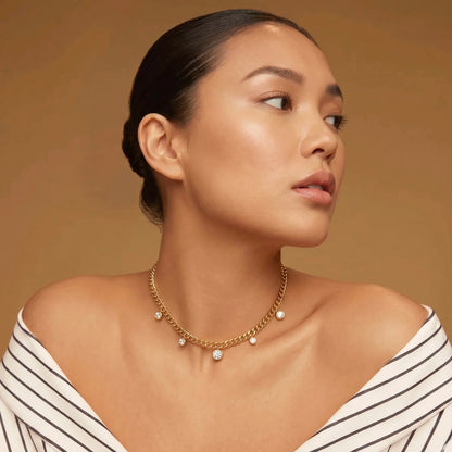 18Kt Gold Plated Crystal Drop Statement Necklace