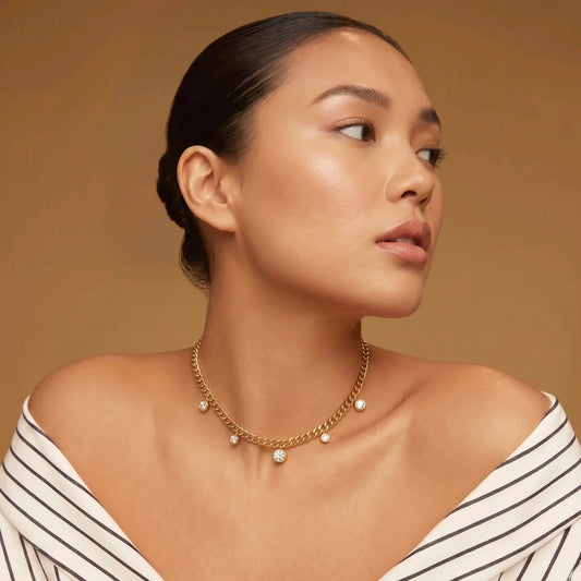 18Kt Gold Plated Crystal Drop Statement Necklace