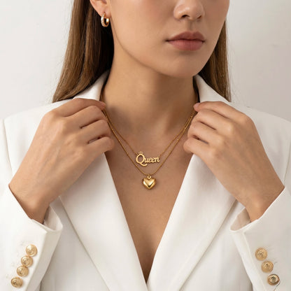 18Kt Gold Plated Queen Heart Layered Necklace