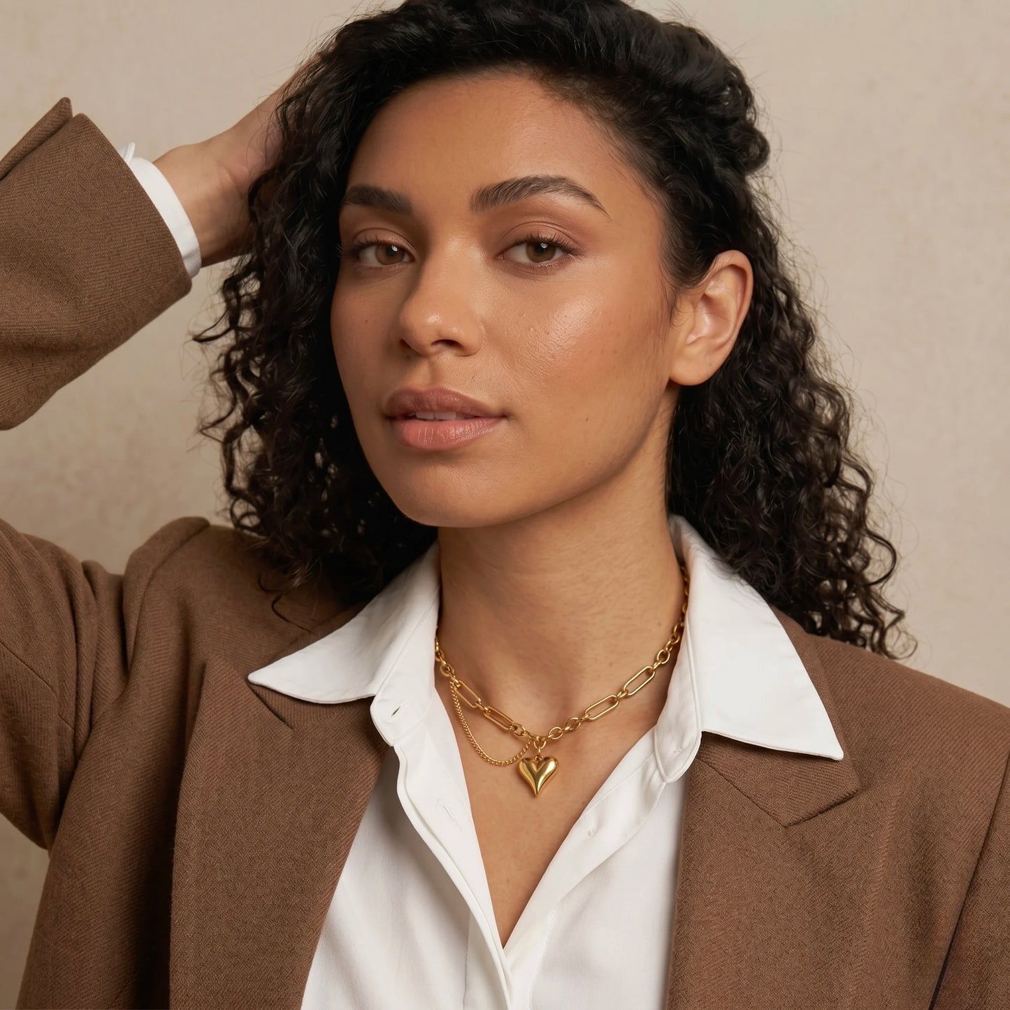 18Kt Gold Plated Modern Heart Pendant Necklace