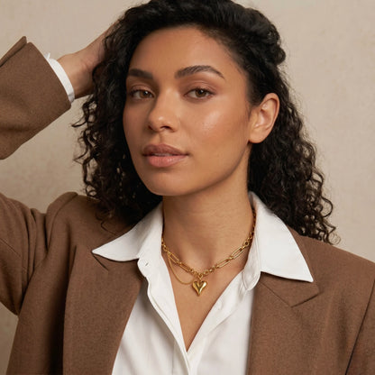 18Kt Gold Plated Modern Heart Pendant Necklace