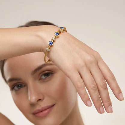 18KT Gold Plated Evil Eye Cable Bracelet