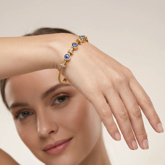 18KT Gold Plated Evil Eye Cable Bracelet