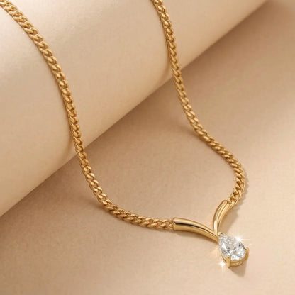 18Kt Gold Plated Teardrop Crystal Pendant Necklace