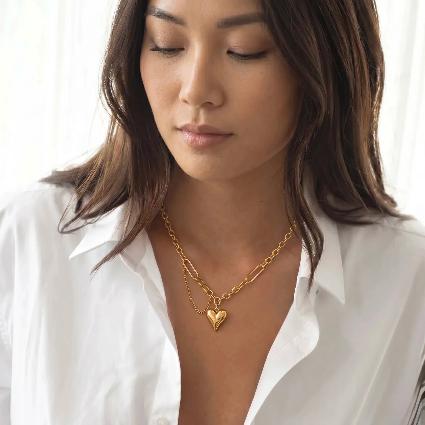 18Kt Gold Plated Modern Heart Pendant Necklace
