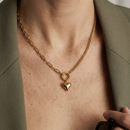 18Kt Gold Plated Heart Pendant Layered Necklace