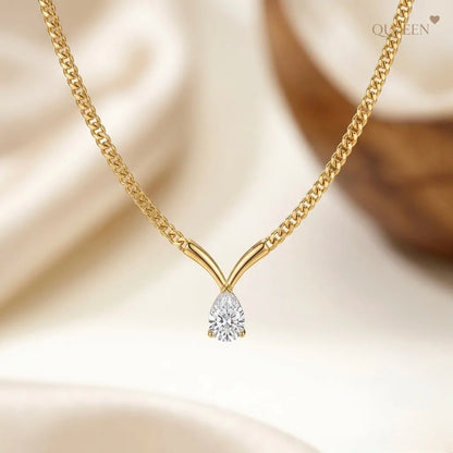 18Kt Gold Plated Teardrop Crystal Pendant Necklace