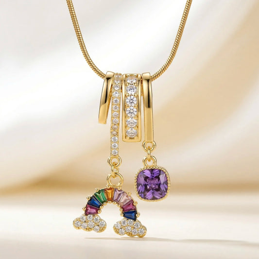 18Kt Gold Plated Rainbow Cloud Pendant Necklace