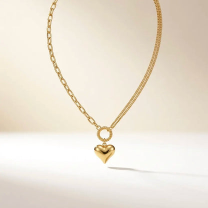 18Kt Gold Plated Heart Pendant Layered Necklace