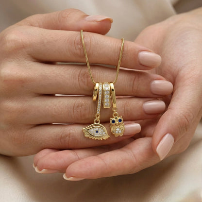 18Kt Gold Plated Protection Eye Charm Necklace