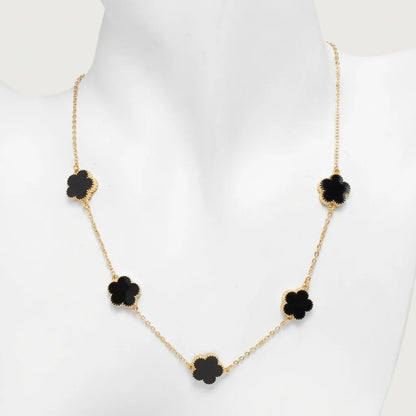 18Kt Gold Plated Black Clover Necklace for Women