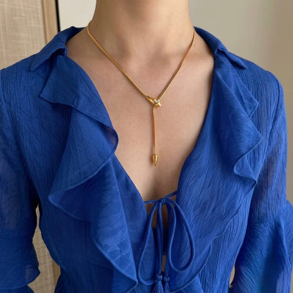 18Kt Gold Plated Snake Chain Y Drop Necklace