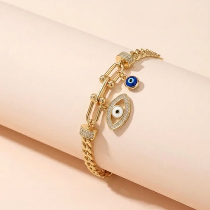 18Kt Gold Plated Evil Eye Link Bracelet