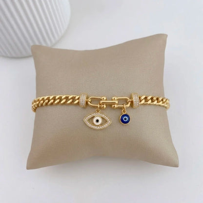 18Kt Gold Plated Evil Eye Link Bracelet