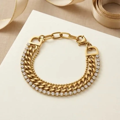 18Kt Gold Plated Triple Layer Chain Bracelet