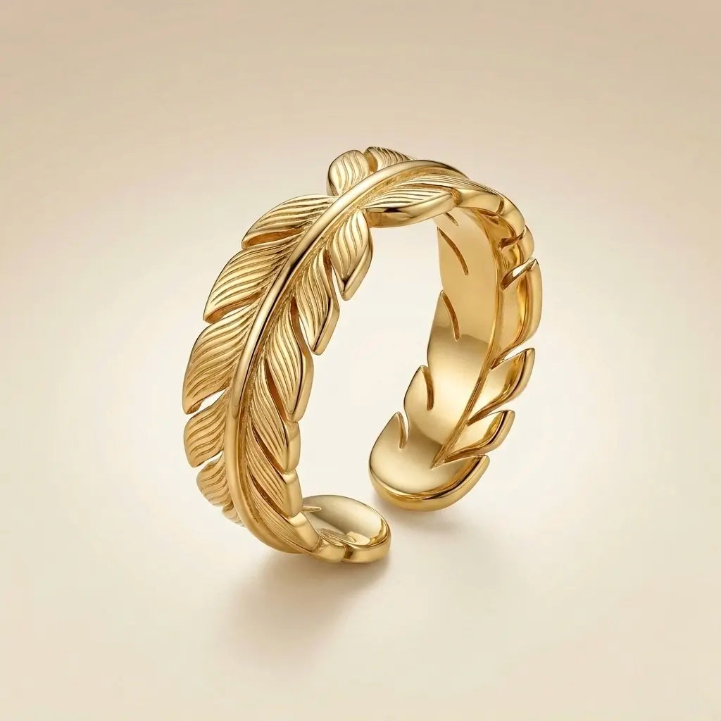 Adjustable,18Kt Gold Plated Leaf Wrap Adjustable Ring
