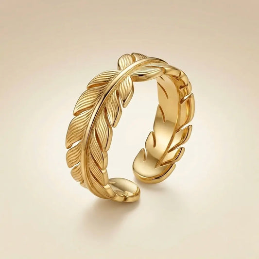 Adjustable,18Kt Gold Plated Leaf Wrap Adjustable Ring