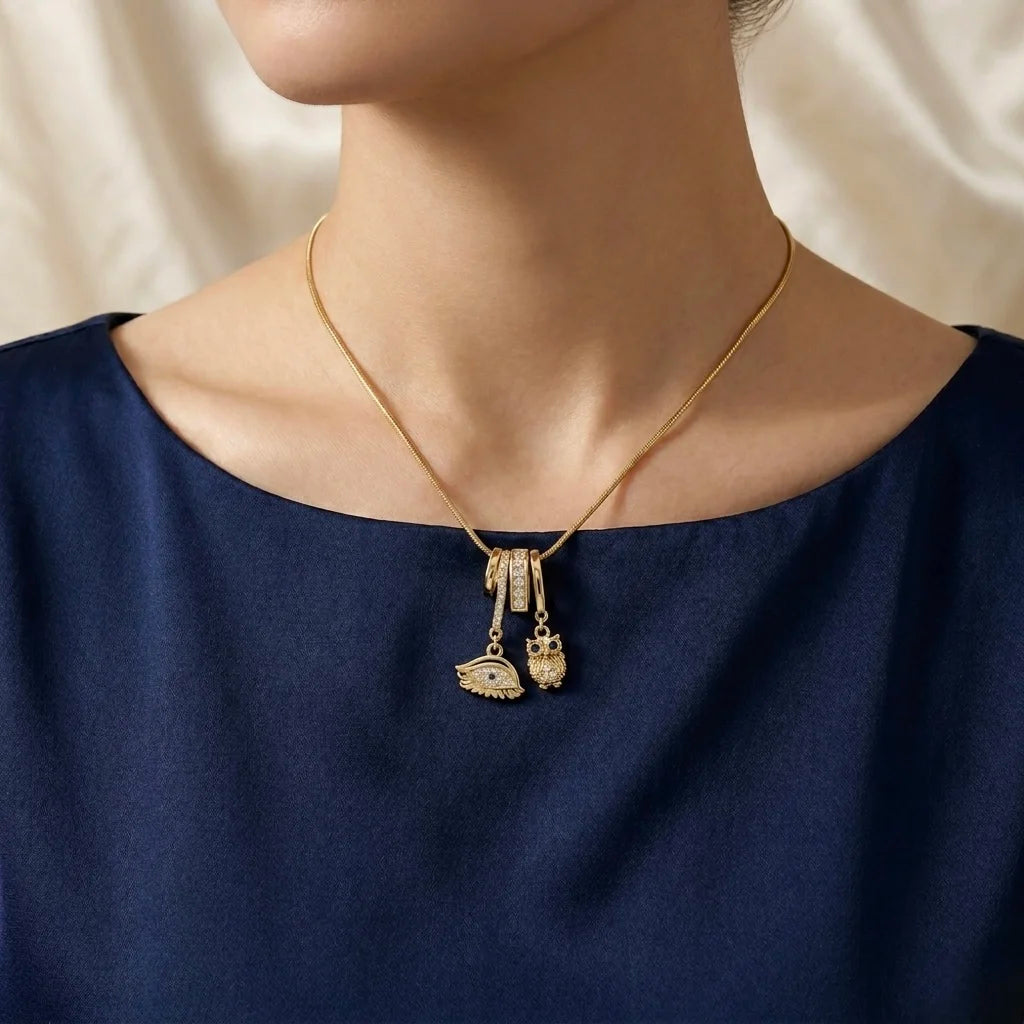 18Kt Gold Plated Protection Eye Charm Necklace