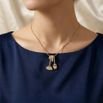 18Kt Gold Plated Protection Eye Charm Necklace