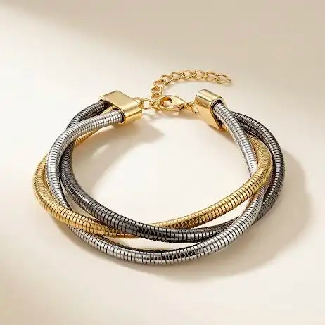 Dual-Tone Snake Chain Bracelet