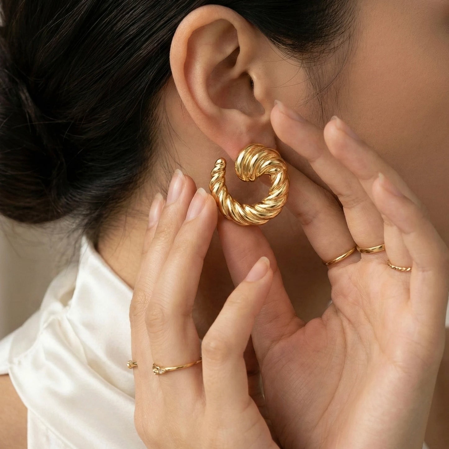 18KT Gold Plated Twisted Luxe Earrings