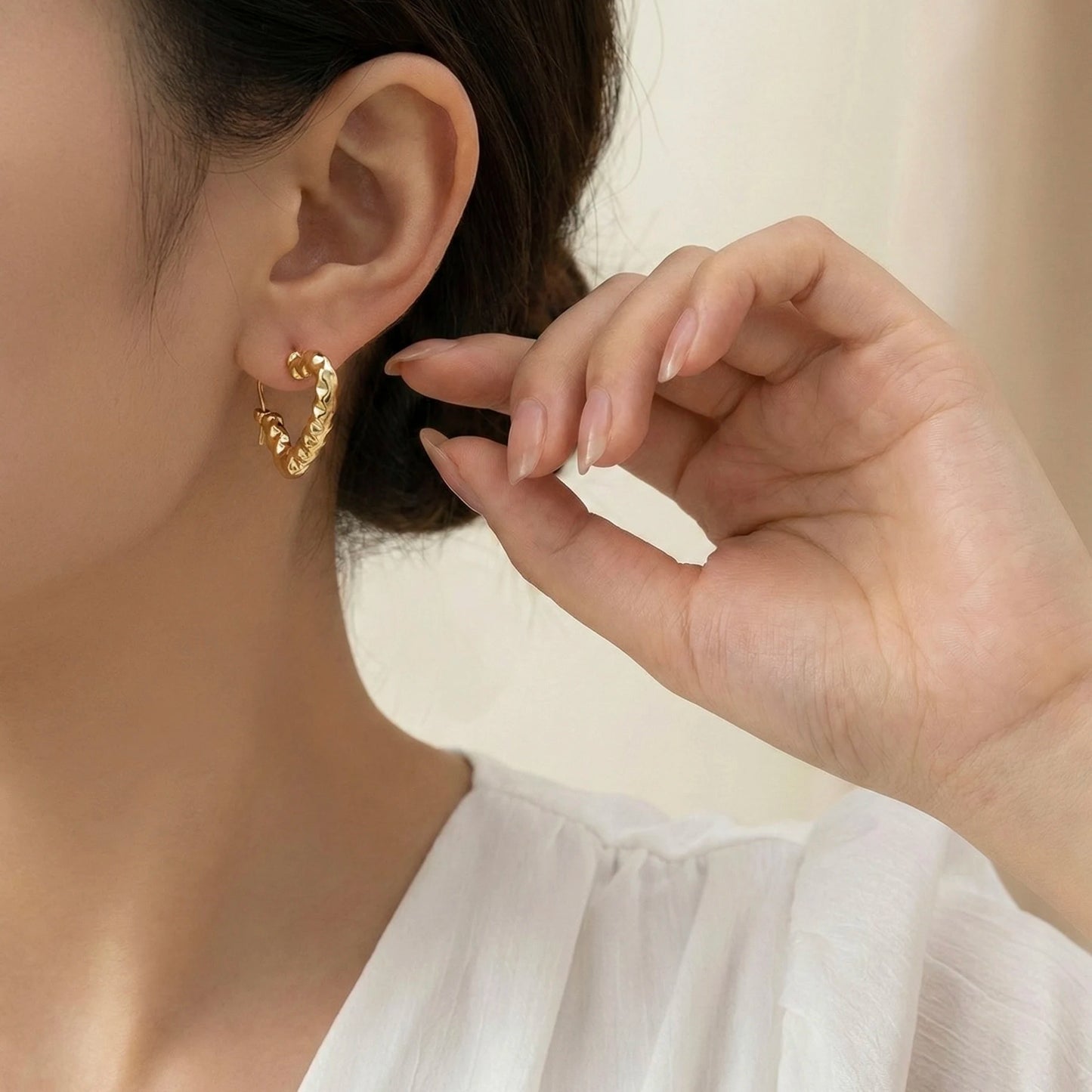 18KT Gold Plated Luxe Heartbeat Hoops