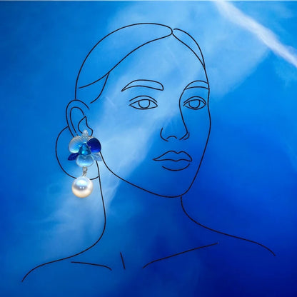 JH Blue Orchid Pearl Drop Earrings