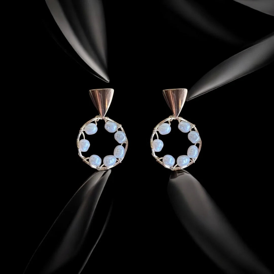 JH Coastal Hoop Pearl Earrings