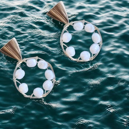 JH Coastal Hoop Pearl Earrings