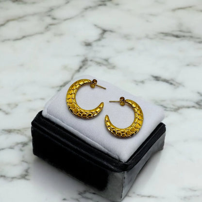 Statement C-Shape Hoops 18K Gold Plated | Anti-Tarnish