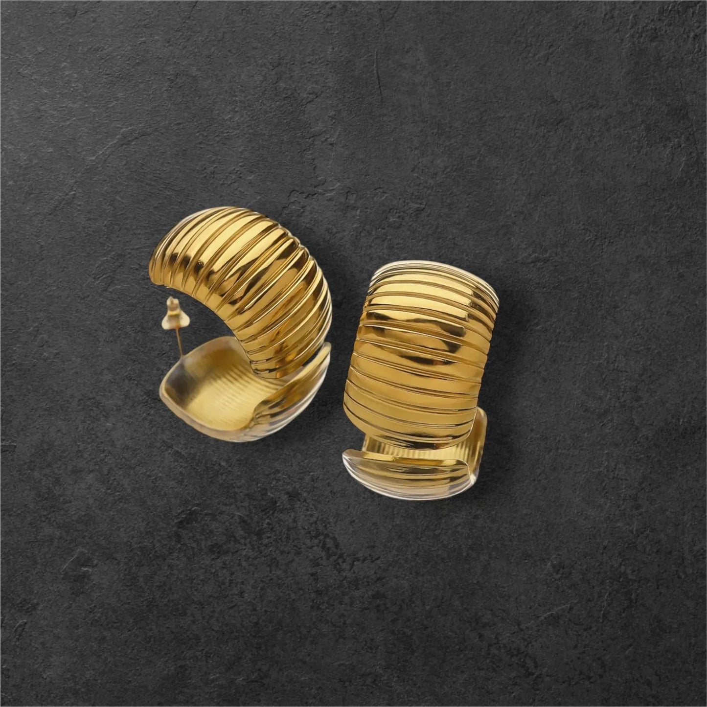 Ribbed Dome Studs – 18K Gold Plated & Waterproof