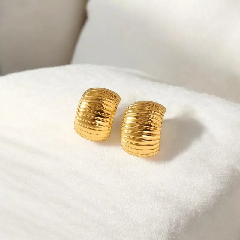 Ribbed Dome Studs – 18K Gold Plated & Waterproof
