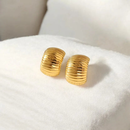 Ribbed Dome Studs – 18K Gold Plated & Waterproof