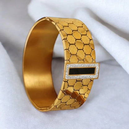 Geo Luxe Black Bar Bracelet Cuff