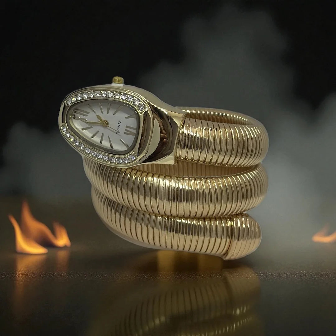 Serpent Luxe Wrap Watch – Gold Edition