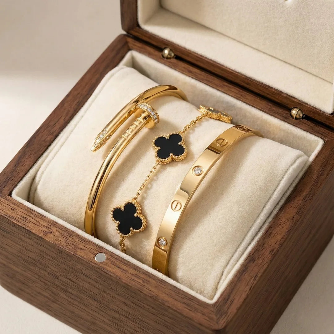 18KT Gold Plated Luxe 3-in-1 Glam Stack