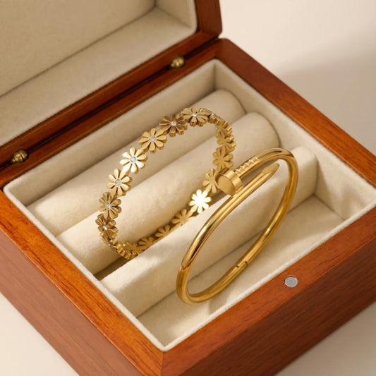 18KT Gold Plated Feminine Edge Stack Combo