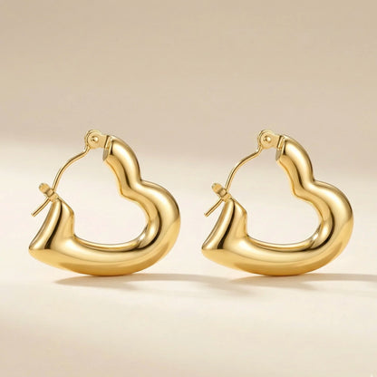 18KT Gold Plated Chunky Heart Hoops