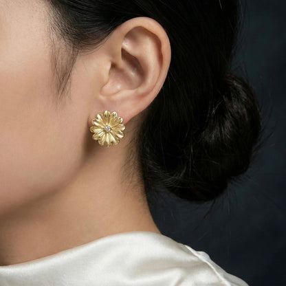 18KT Gold Plated Floral Luxe Stud Earrings