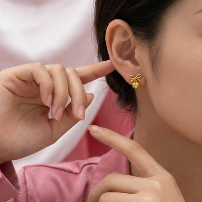 18KT Gold Plated Romantic Bow Drop Earrings