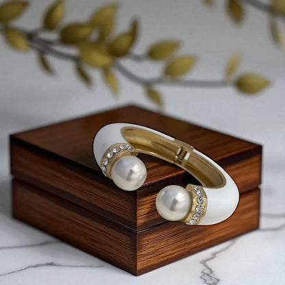 White Elegance Enamel Cuff