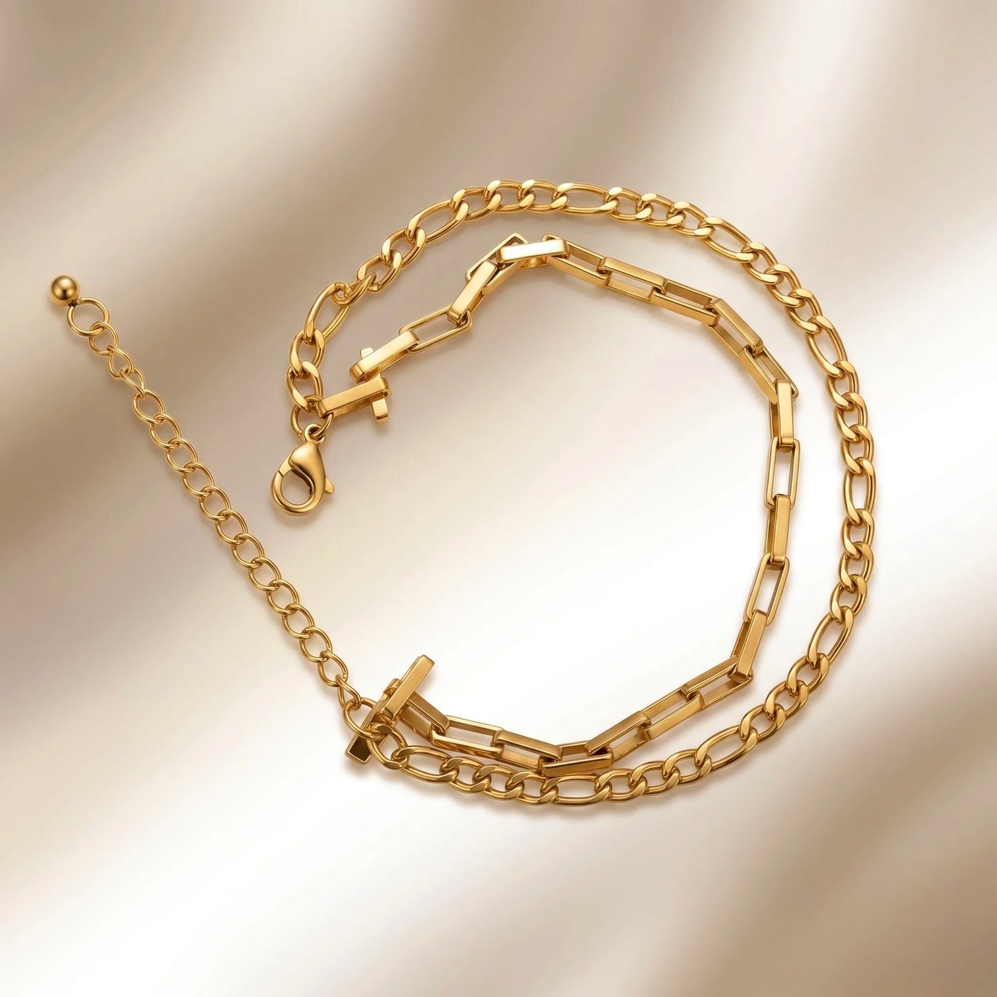 18Kt Gold Plated Dual Chain Link Bracelet