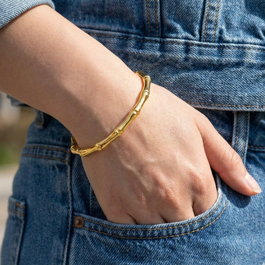 18KT Gold Plated Everyday Textured Bangle Bracelet
