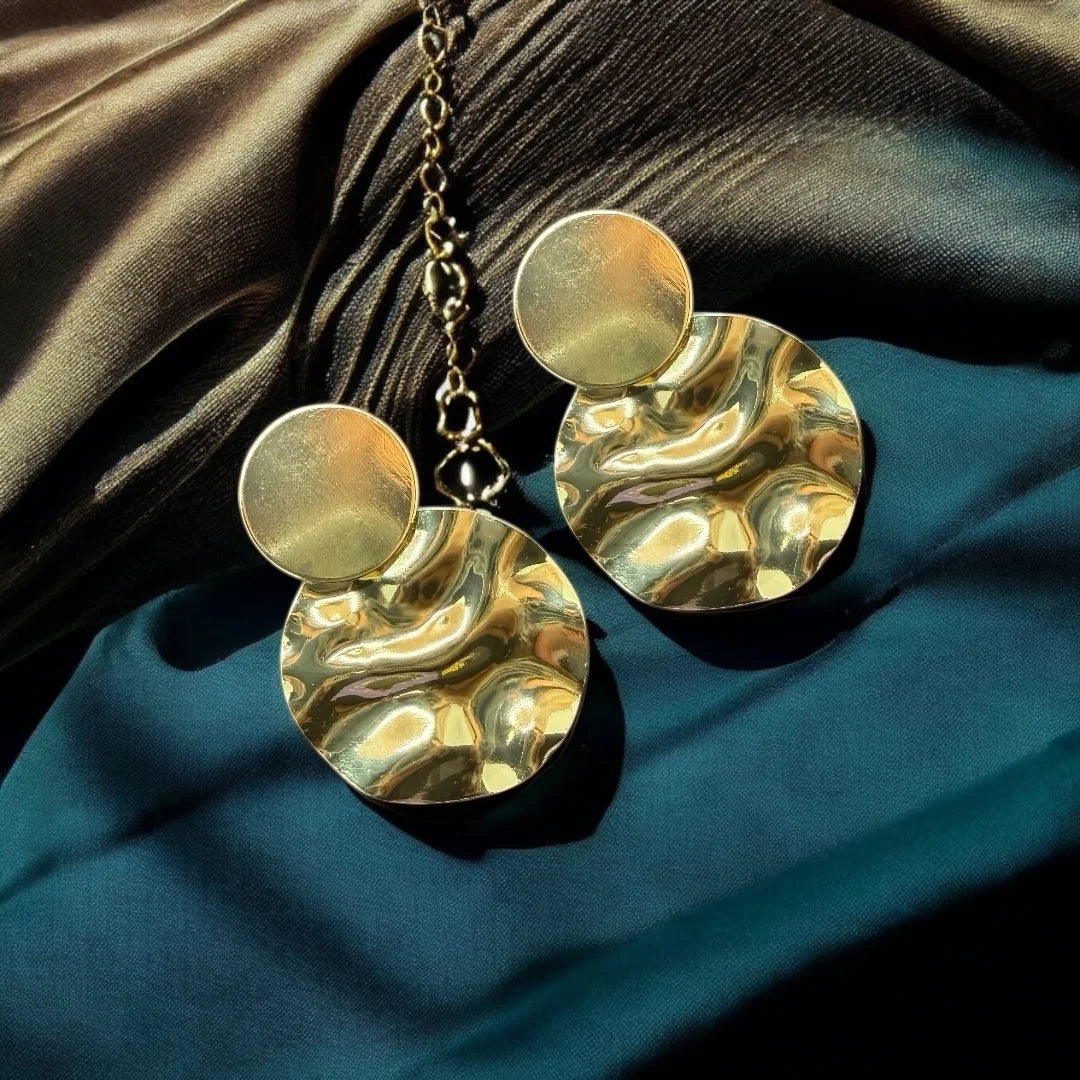 Glossy Gold Disc Earrings - 18K Gold Plated & Waterproof