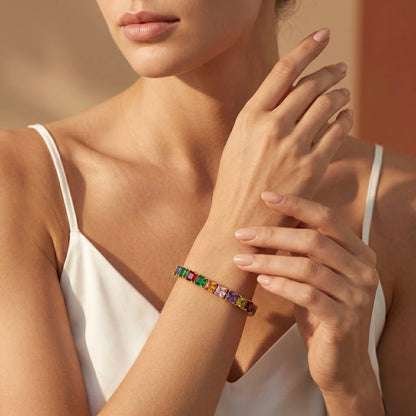 18Kt Gold Plated Rainbow Tennis Bracelet