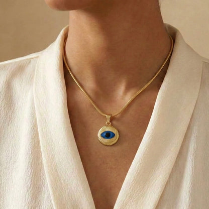 18KT Gold Plated Blue Gaze Anti-Nazar Pendant