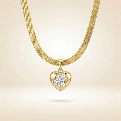 18KT Gold Plated Bold Heart Luxe Pendant Necklace