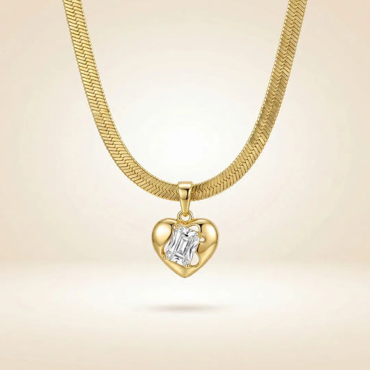 18KT Gold Plated Bold Heart Luxe Pendant Necklace