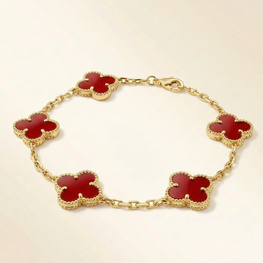 Elegance Red Clover Bracelet